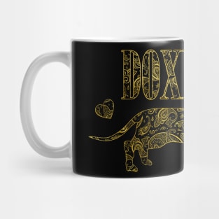 Dachshund in Gold Paisley pattern Mug